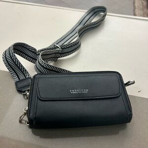 Wallet Black Crossbody Wallet with Strap like new! Faux leather-Endaycon